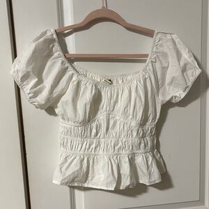 Elegant White Ruched Blouse